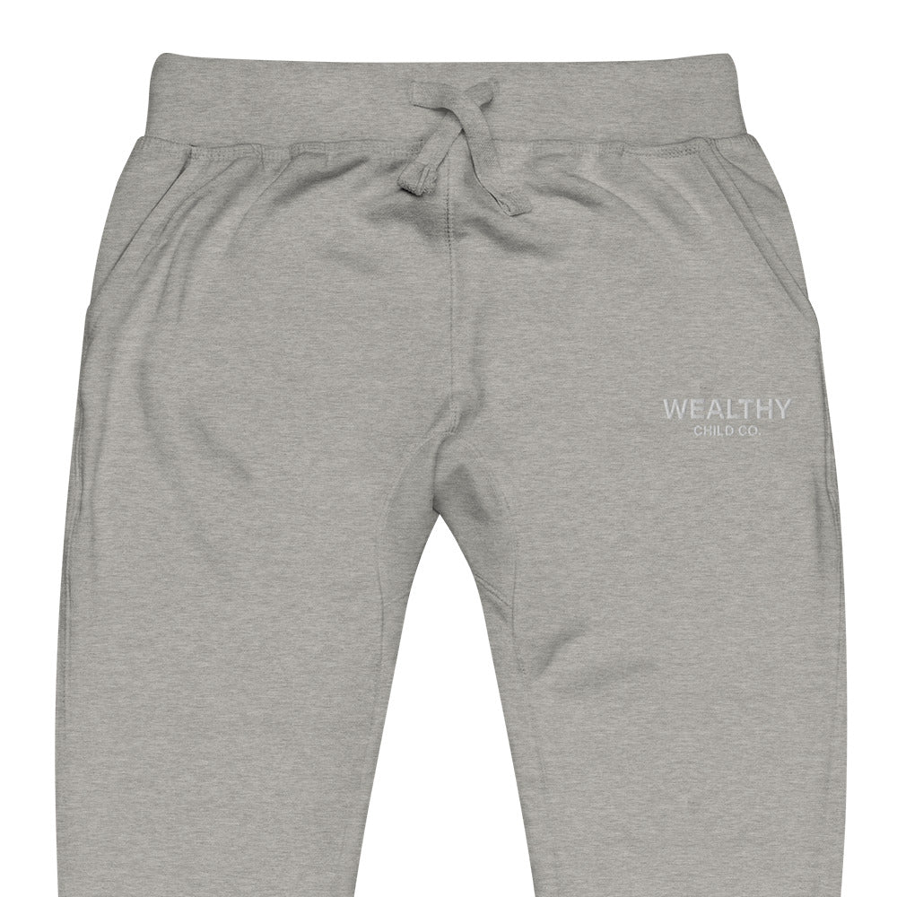 Black Unisex fleece sweatpants (White Short Logo)