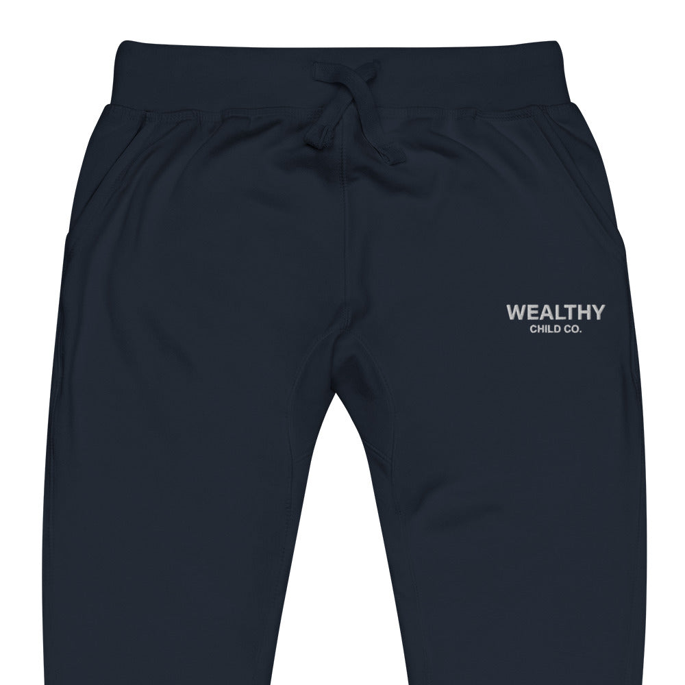 Black Unisex fleece sweatpants (White Short Logo)